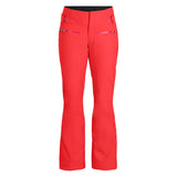 Spyder Women's Winner Insulated Pants 2025 - Solid red pants with zippered pockets and a black logo on the left leg.