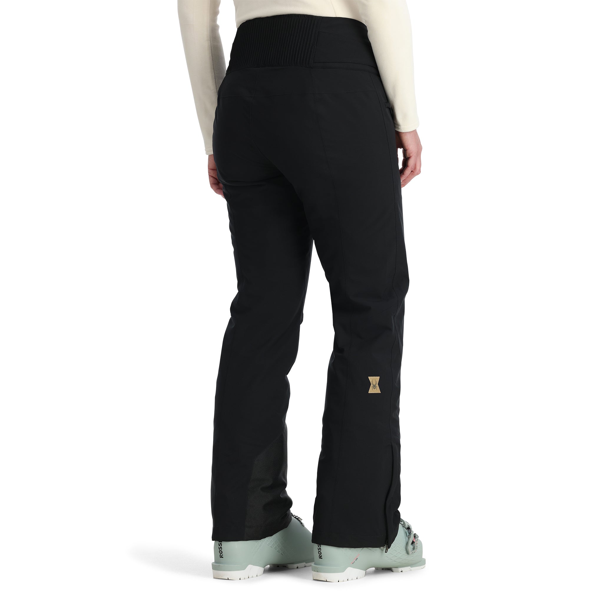 Spyder Women's Winner Insulated Short Pants - Black ski pants with a subtle white stripe on the side of each leg.