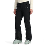 Spyder Women's Winner Insulated Short Pants - Black ski pants with a subtle white stripe on the side of each leg.