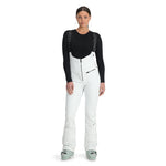 Spyder Women's Strutt Softshell Bibs - White bibs with black logo on left leg and gray straps.