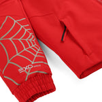 Spyder Youth Challenger Insulated Jacket 2025 - A red jacket with a white spider logo on the left chest and a black zipper.