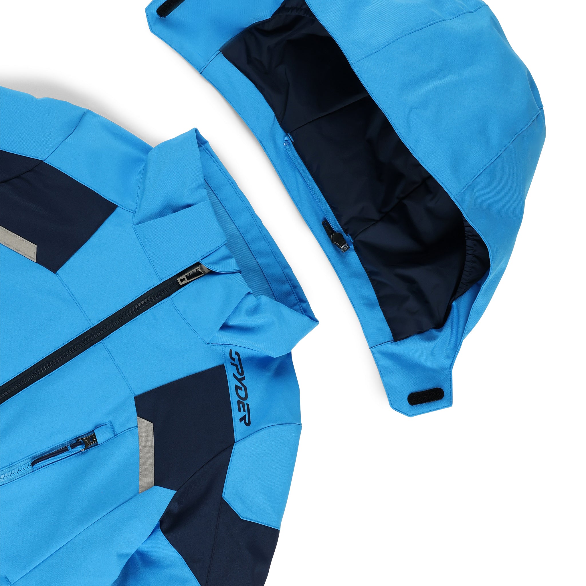 Spyder Boys' Leader Insulated Jacket 2025 - A light blue jacket with a black zipper and gray accents on the chest.