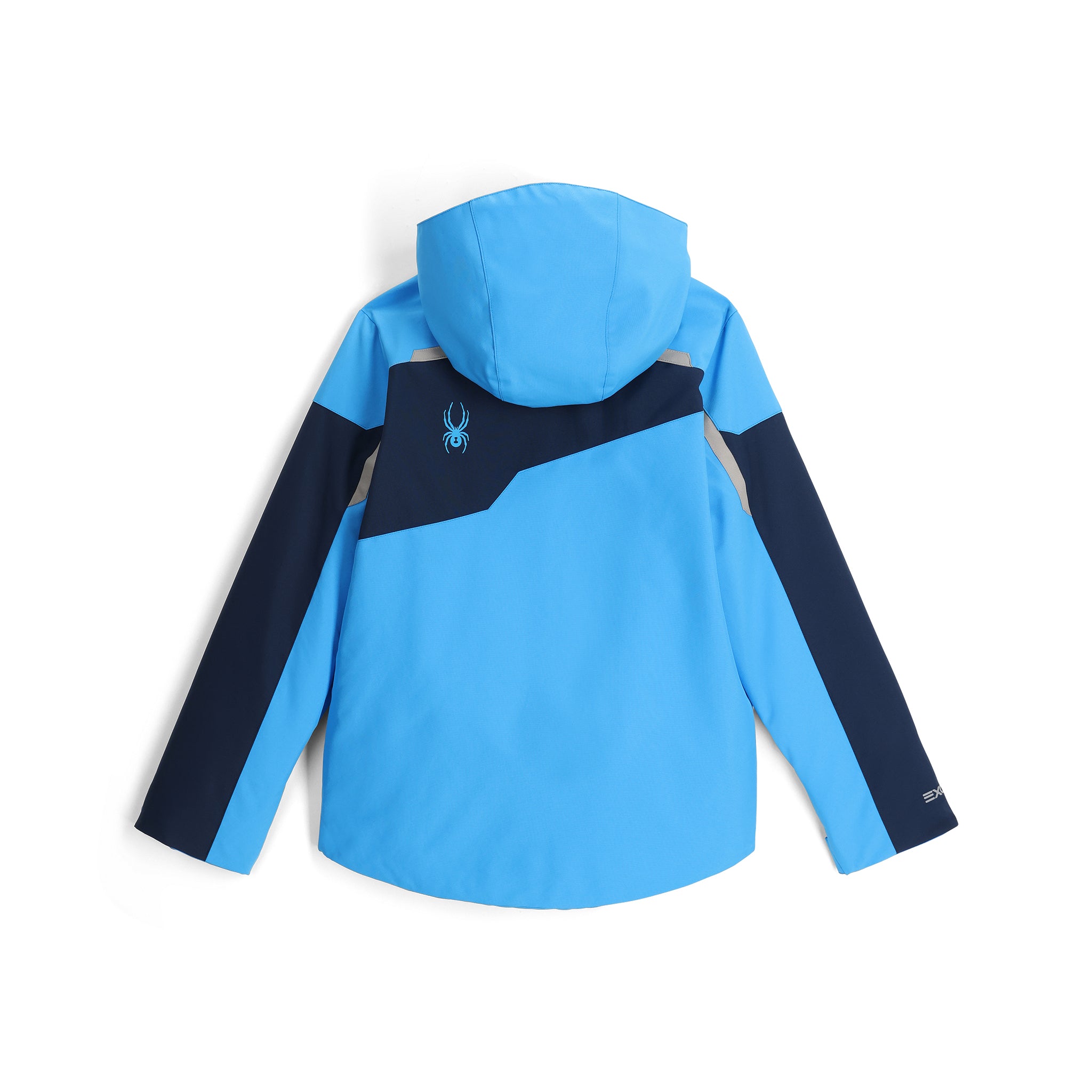 Spyder Boys' Leader Insulated Jacket 2025 - A light blue jacket with a darker blue stripe across the chest and gray accents on the shoulders.