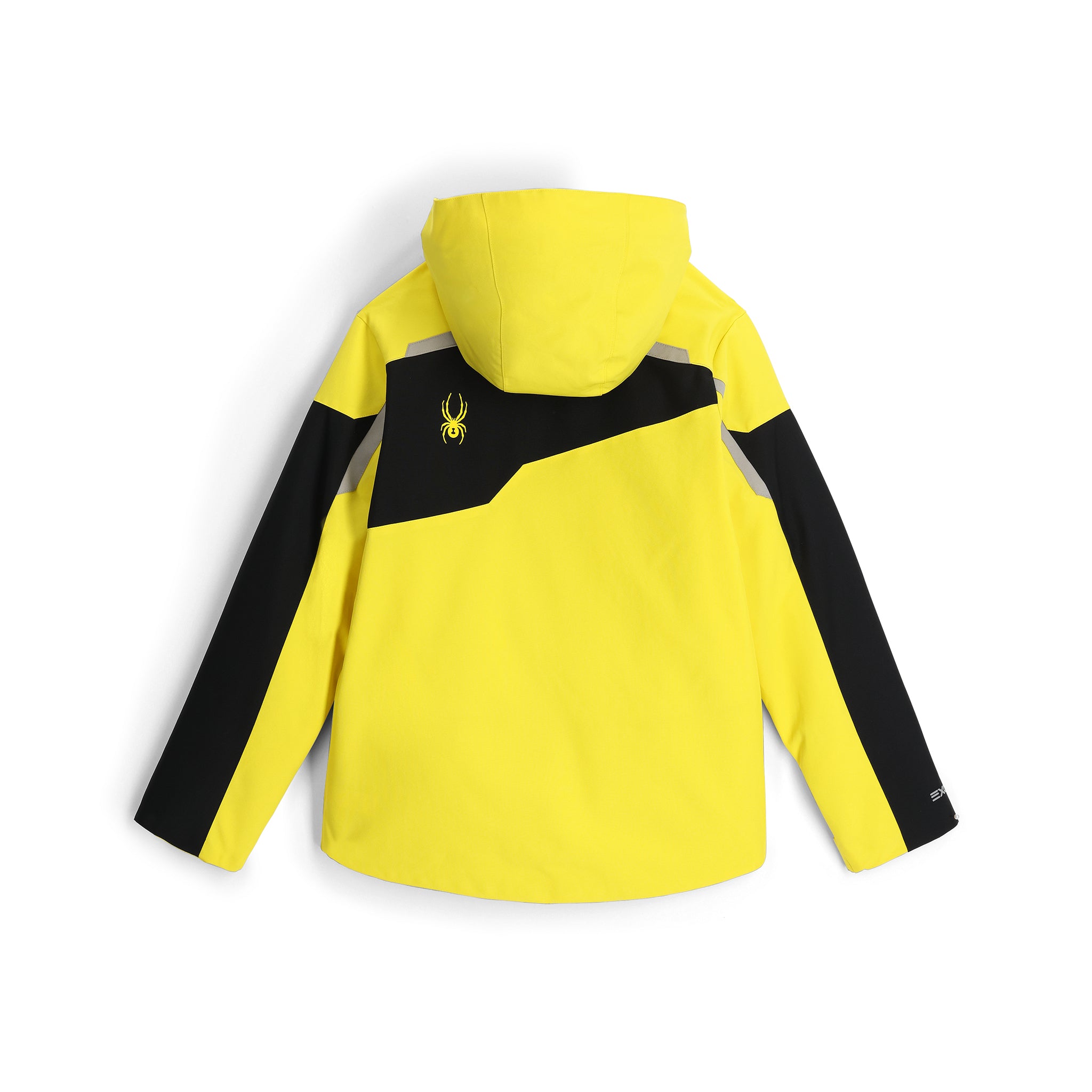 Spyder Boys' Leader Insulated Jacket 2025 - A bright yellow jacket with a black stripe across the chest and gray accents on the shoulders.