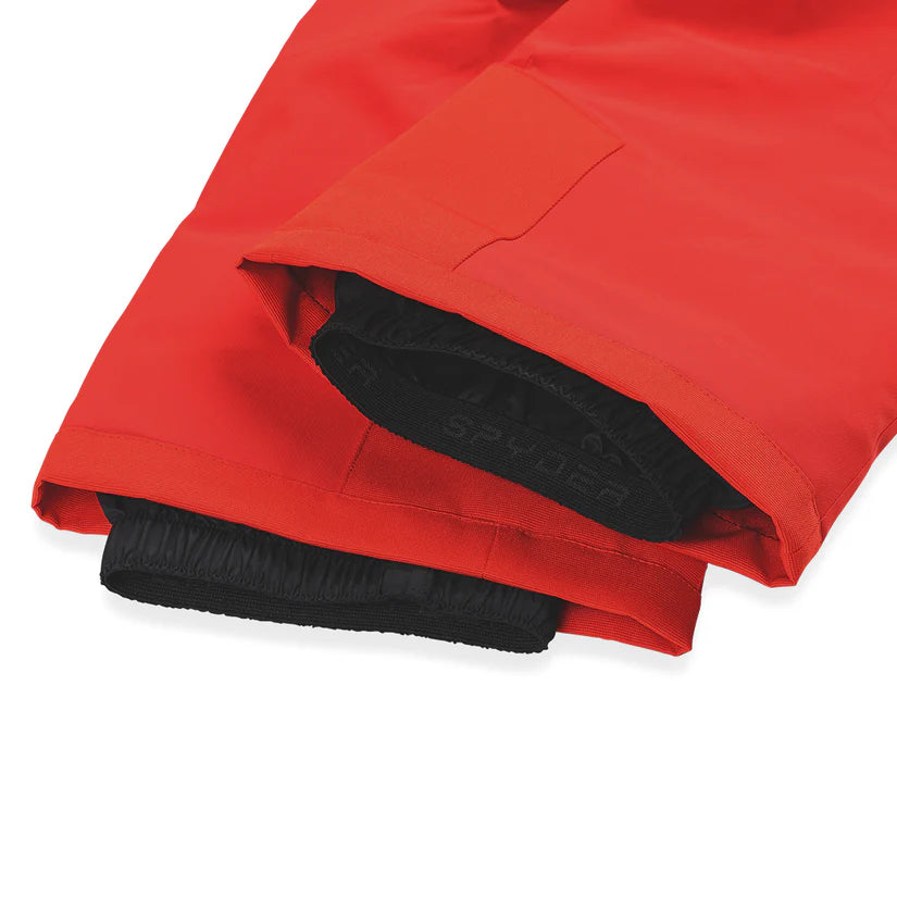 Spyder Junior Boys' Power Insulated Pants 2025 - Black insulated ski pants with a subtle pattern of thin white lines on the lower leg.