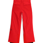 Spyder Junior Boys' Power Insulated Pants - These pants are red with a black spider logo embroidered on the left leg.