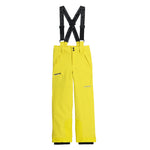 Spyder Junior Boys' Propulsion Insulated Pants 2025 - Bright yellow insulated ski pants with black hardware and a zippered pocket on the left leg.