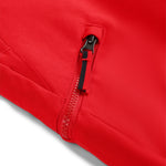 Spyder Junior Boys' Propulsion Insulated Pants - A pair of red insulated ski pants with a black zipper and white logo on the left leg.