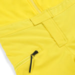 Spyder Boys' Expedition Insulated Bib Pant 2025 - Yellow bib pants with a black zipper and belt loops.