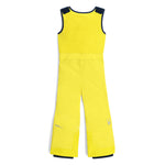 Spyder Boys' Expedition Insulated Bib Pant 2025 - A bright yellow bib pant with a black waistband and leg cuffs, featuring a small white logo on the left thigh.