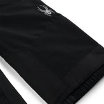 Spyder Boys' Expedition Insulated Bib Pant 2025 - Black bib pant with white logo on left thigh and black elastic waistband.