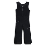 Spyder Boys' Expedition Insulated Bib Pant 2025 - Black bib pant with white logo on left thigh and silver zipper pull.