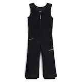 Spyder Boys' Expedition Insulated Bib Pant 2025 - Black bib pant with white logo on left thigh and silver zipper pull.