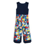 Spyder Boys' Expedition Insulated Bib Pant 2025 - A navy blue bib pant with a white snowflake pattern and black accents.