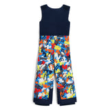 Spyder Boys' Expedition Insulated Bib Pant 2025 - A navy blue bib pant with a white snowflake pattern and black accents.