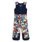 Spyder Boys' Expedition Insulated Bib Pant 2025 - A navy blue bib pant with a white snowflake pattern and black accents.
