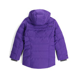 Spyder Girls' Zadie Synthetic Down Jacket 2025 - A purple down jacket with a hood, featuring a zippered front and two pockets on either side.