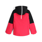 Spyder Girls' Mila Insulated Jacket 2025 - A pink and black jacket with a hood, featuring a white zipper on the front.