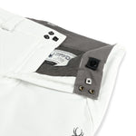 Spyder Junior Girls' Revel Insulated Pants 2025 - White snow pants with black logo on left leg, gray interior lining and belt loops.