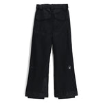Spyder Girls' Olympia Insulated Pant 2025 - Black ski pants with a subtle pattern of thin white lines on the lower leg.