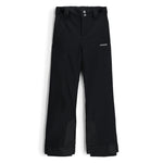 Spyder Girls' Olympia Insulated Pant 2025 - Black ski pants with a subtle pattern of thin white lines on the left leg.