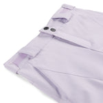 Spyder Girls' Olympia Insulated Pant 2025 - Light purple ski pants with a subtle pattern of darker purple lines and a textured snowflake design on the left leg.