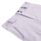 Spyder Girls' Olympia Insulated Pant 2025 - Light purple ski pants with a subtle pattern of darker purple lines and a textured snowflake design on the left leg.