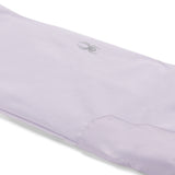 Spyder Girls' Olympia Insulated Pant 2025 - A pair of light purple ski pants with a small embroidered spider logo on the left thigh, featuring a subtle pattern of darker purple lines and a textured fabric at the bottom.