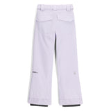 Spyder Girls' Olympia Insulated Pant 2025 - A pair of light purple ski pants with a subtle pattern and two zippered pockets on the back.