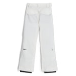 Spyder Girls' Olympia Insulated Pant 2025 - White snow pants with a subtle pattern of thin, darker lines on the upper thigh area.
