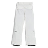 Spyder Girls' Olympia Insulated Pant 2025 - White snow pants with a subtle pattern of thin, darker lines on the upper thigh area.