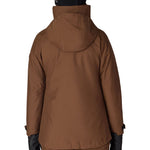 Women's 3-in-1 jacket in dark brown, back view with hood and long sleeves