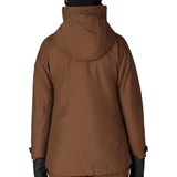 Women's 3-in-1 jacket in dark brown, back view with hood and long sleeves