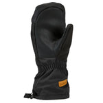 Gordini Women's Stomp Mitt - A black mitt with a brown leather patch on the wrist and a drawstring at the cuff.
