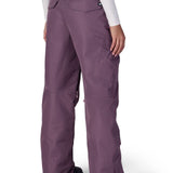 Black plum women’s cargo pants with flap cargo pockets and straight, wide leg