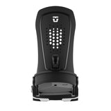 Union Force Snowboard Bindings 2025 - Black snowboard bindings with white accents and a silver buckle.