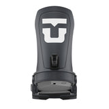 Union Force Snowboard Bindings 2025 - A black snowboard binding with a white "U" logo on top, featuring a sleek design and prominent branding.