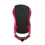 Union Force Snowboard Bindings 2025 - A black snowboard binding with a red strap and buckle.