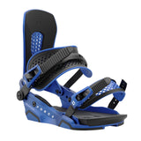 Union Force Snowboard Bindings - 2025 blue bindings with black straps and buckles, featuring a textured pattern on the baseplate.