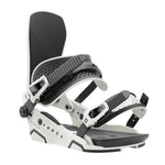 Union Force Snowboard Bindings - White snowboard bindings with black straps and buckles, featuring a textured pattern on the baseplate.