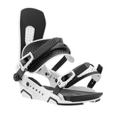 Union Force Snowboard Bindings - White bindings with black straps and buckles, featuring a textured pattern on the strap ends.