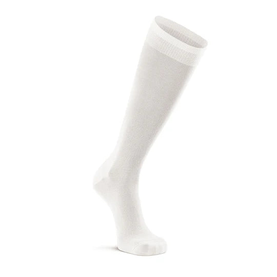 Fox River X-Static Snowboard Socks - These socks are white with a subtle gray pattern and have a ribbed cuff at the top.