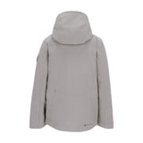 Obermeyer Junior's Insulated Gentleman's Jacket 2025 - A light gray jacket with a hood, featuring black accents on the sleeves and chest.