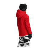 Obermeyer Junior's Insulated Gent's Jacket 2025 - A red jacket with a hood, worn by a model from behind.