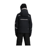 Obermeyer Juniors Mach 15 Insulated Jacket 2025 - A black jacket with a grey stripe on the chest and white accents on the sleeves.
