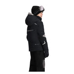 Obermeyer Juniors Mach 15 Insulated Jacket 2025 - A black insulated jacket with grey accents and a white logo on the left chest.