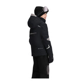 Obermeyer Juniors Mach 15 Insulated Jacket 2025 - A black insulated jacket with grey accents and a white logo on the left chest.