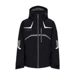 Obermeyer Juniors Mach 15 Insulated Jacket 2025 - Black jacket with white accents and reflective striping on sleeves.