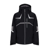 Obermeyer Juniors Mach 15 Insulated Jacket 2025 - Black jacket with white accents and reflective striping on sleeves.