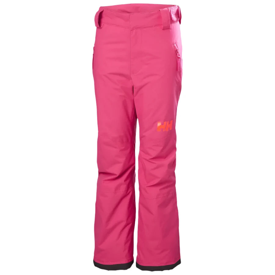 Helly Hansen Junior's Legendary Insulated Pant 2025 - A pair of pink snow pants with a shiny silver buckle on the waistband.